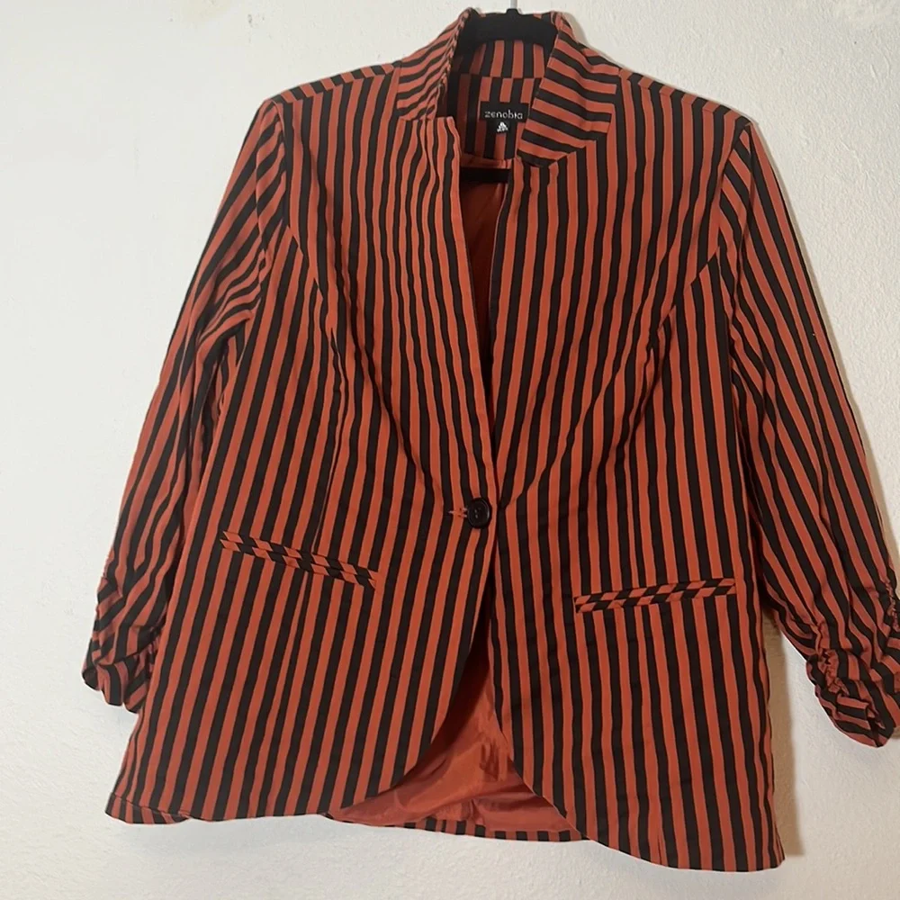 Zenobia Single button Striped Women’s Blazer - Picture 1 of 10